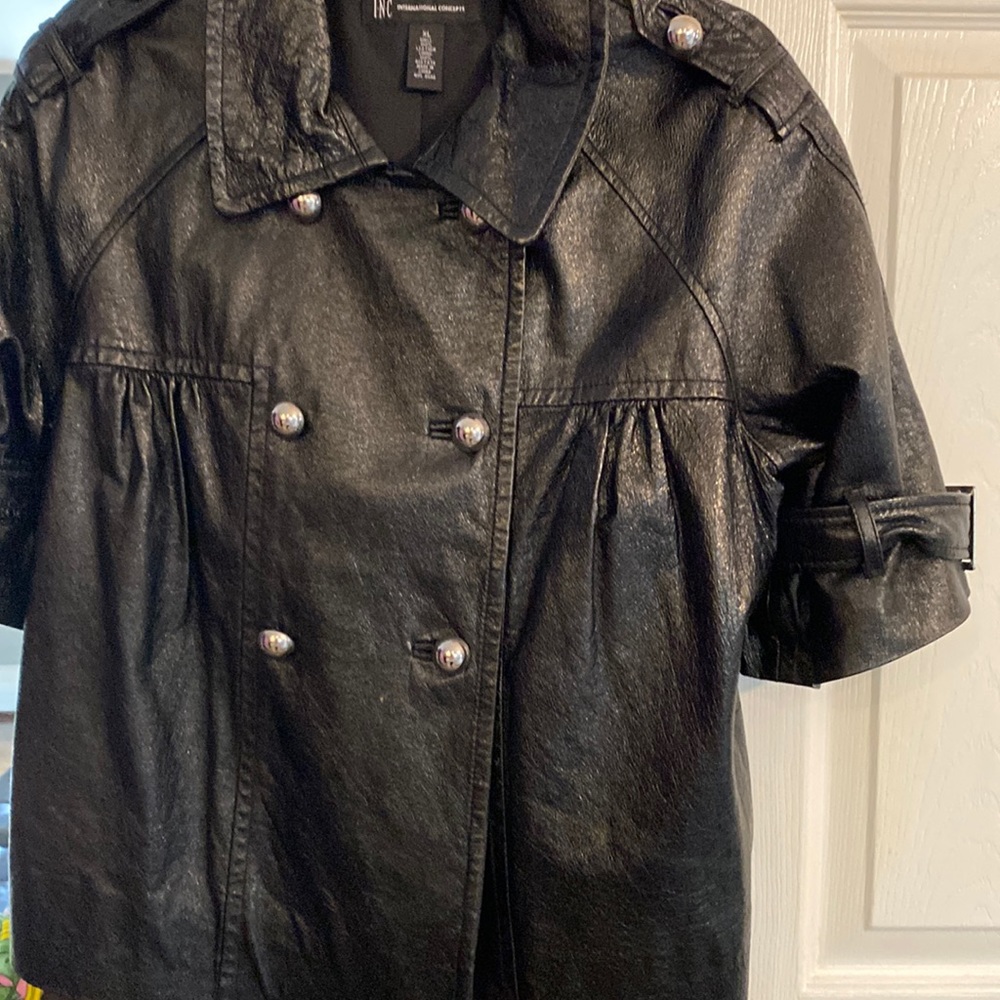 Brand New black leather jacket with short sleeves